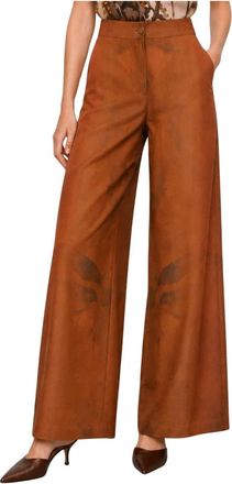 Kocca Wijde broek - Dames - Wijde Broeken - Bruin - XS - Broeken