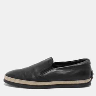 Tod's Tods Black Leather Espadrille Loafers
