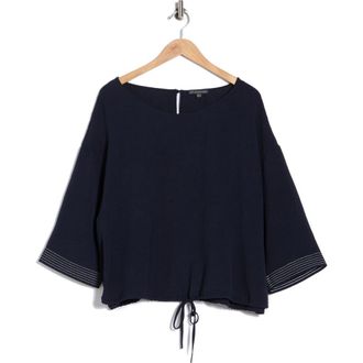 Adrianna Papell Topstitched Woven Top in Blue Moon/Ivory at Nordstrom Rack, Size 1 X