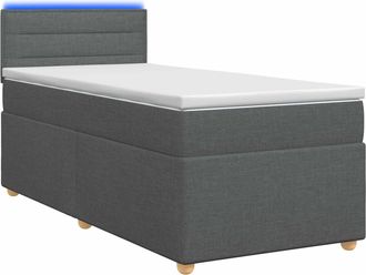 vidaXL Cama Con Base Tapizada, Colch&oacute;n Y Luz Led Gris Oscuro Tela Vidaxl