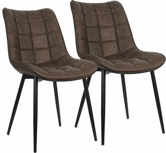 Woltu 2Pcs dining chairs Living Room chairs Faux Leather with Padded Seat chairs Brown - Woltu
