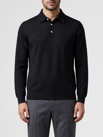 Lardini Long-Sleeved Three-Button Wool Knit Polo Shirt