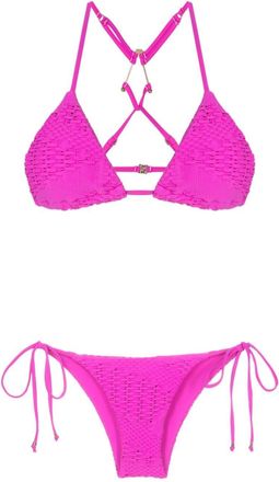 Amir Slama woven-design triangle bikini - women - Polyamide/Elastane - PP - Pink