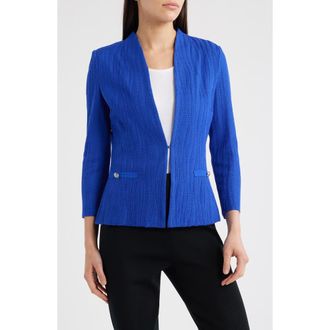 Ming Wang Tailored Fit Textured Wave Knit Jacket in Sapphire Sea at Nordstrom, Size Large