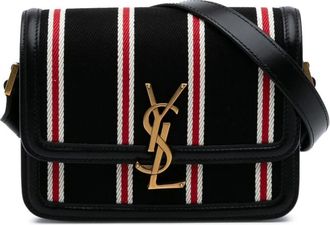 Saint Laurent Pre-owned Cross Body Bags, female, Black, Size: ONE SIZE Pre-owned Niki Mini Bag Striped Canvas