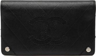 Chanel Black Leather Long Wallet (Bi-Fold) (Pre-Owned)