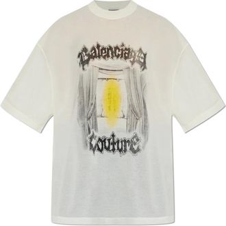 Balenciaga T-Shirts, female, Beige, Size: 2XS Salon de Couture Shaped T-Shirt