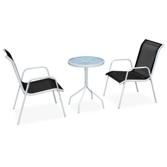 vidaXL Mesa Y Sillas Bistr&oacute; De Jard&iacute;n 3 Piezas Acero Negro Vidaxl