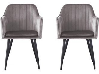 Habitat et Jardin Juego De 2 Sillas De Terciopelo Con Reposabrazos velma - Gris