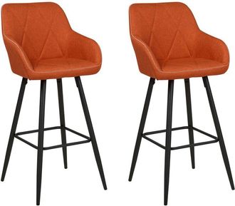 Beliani Set of 2 Bar Chairs DARIEN Orange