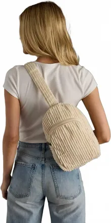 Panache Womens Corduroy Sling Bag In Cream