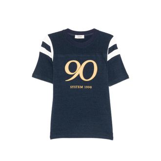 System Logo-print Striped-sleeve T-shirt