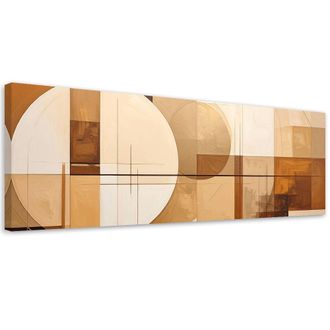 Feeby Cuadro Sobre Lienzo, Formas Geom&eacute;tricas Abstractas En Beige, 120x40