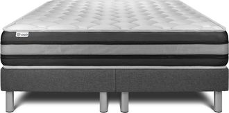 VITALIT Vitalit - Base Tapizada Gris + Colch&oacute;n Con Muelles Y Viscoel&aacute;stica 2x100x200