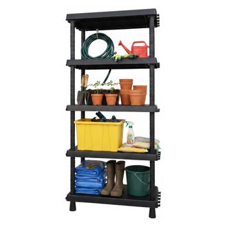 Dmora Estante De 4 Hojas En Polipropileno, Estantes Multiusos Para Interiores O Externos, 100% Made In Italy, 72x35h165 Cm, Color Antracita - Dmora