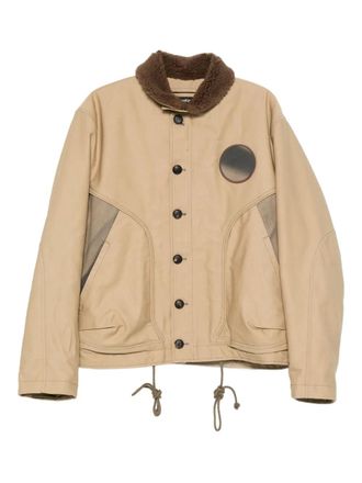 Jiyong Kim circular-patch button-fastening jacket - unisex - Cotton/Recycled Polyester/Polyester - S - Neutrals
