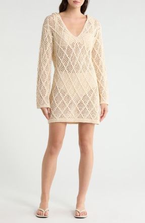 Elan Crochet Cover-Up Minidress in Natural at Nordstrom, Size X-Large