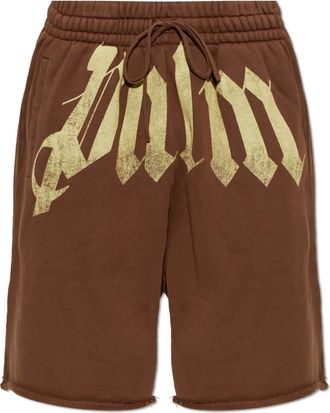 Palm Angels Korte Broeken, Heren, Bruin, M, Katoen, Logo Shorts