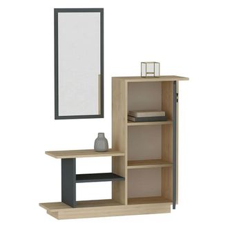 Dmora Mueble De Entrada Nibbiola, Espejo Incluido, 4 Estantes, Modular, 80x30x90h Cm Marr&oacute;n Roble