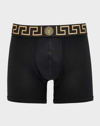 Versace Men & apos;s Organic Cotton Greek Key Boxer Briefs