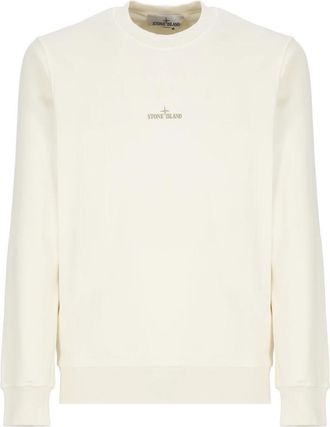 Stone Island Contrasting Logo Sweatshirt Ivory - Heren - Sweatshirts - Beige - XL - Katoen - Hoodies & sweatvesten