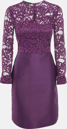 Carolina Herrera Purple Lace And Satin Short Dress