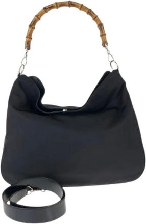 Gucci Pre-owned Borsa in Nylon con Bamboo 2way - - Pre-owned - Donna - Nero - ONE SIZE