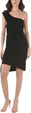 Bottega Veneta Black Textured One Shoulder Mini Dress