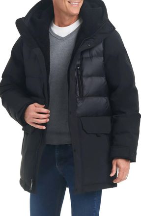 Vince Camuto Water Resistant Down & Feather Fill Puffer Parka Jacket In Black