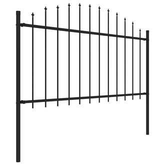 Berkfield Home Durable Garden Fence with Spear Top Steel (1.25-1.5)x6.8 m Black