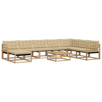 vidaXL Set Di Divani Da Esterno 9 Pz Bianco E Beige Vidaxl