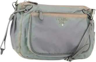 Prada Pre-owned Cross Body Bags, female, Gray, Size: ONE SIZE Pre-owned Nylon Cross Body Bag