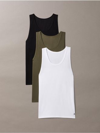 Calvin Klein Mens Cotton Stretch Blend 3-Pack Tank Top - Multi - XL