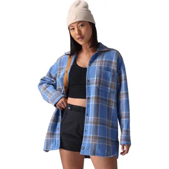 Backcountry Venture Stretch Flannel Jacket - Womens in Deja Blue Plaid at Nordstrom, Size X-Large