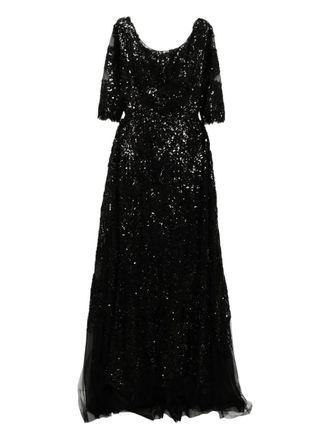 Saiid Kobeisy Embroidered Long Dress With Overskirt
