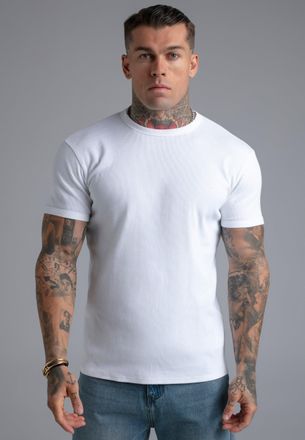 Siksilk Camiseta para Hombres Blanca de Ajuste Muscular XXL