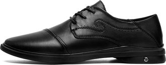 Generic Oxford Shoes for Men Lace Up Cap Round Toe Derby Shoes Leather Rubber Sole Block Heel Resistant Non Slip Party(Black,5.5 UK)