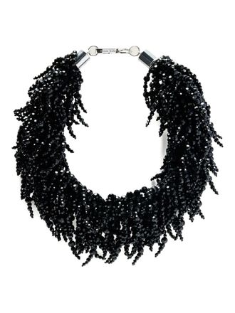 Simone Rocha Cascading crystal-tassel necklace - women - glass/Nylon/Cotton/Brass - One Size - Black