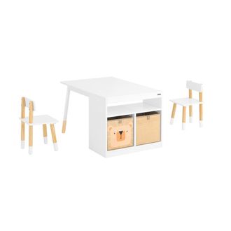 SoBuy Sobuy Kmb113-w Set De Mesa Infantil Con 2 Sillas Con 2 Cajas Blanco