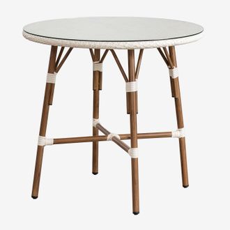 Sklum Sklum - Mesa De Jard&iacute;n Redonda &Oslash;80 Cm En Aluminio Y Rat&aacute;n Sint&eacute;tico Brielle Bistro
