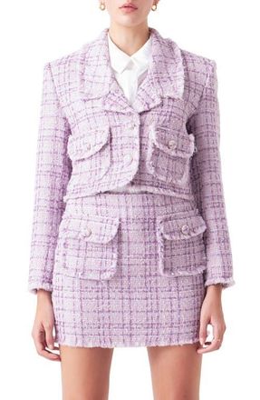 endless rose Tonal Bouclé Tweed Blazer in Purple at Nordstrom, Size Large