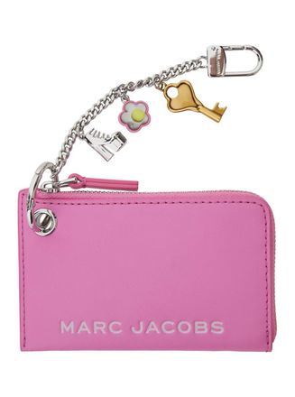 Marc Jacobs The Coin Purse Charm Pink Keychain With Logo Lettering On The Front And Charm Embellishments In Grained Leather Woman