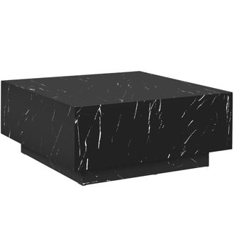 TecTake Mesa de centro, MDF aspecto marmol, carga 45 kg, 80x80x35 cm, negro