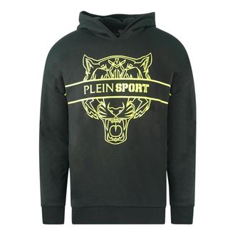 Plein Sport Mens Tiger Stencil Logo Black Hoodie - Size 2XL