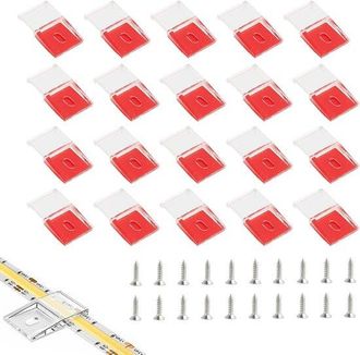 OEM Paquete De 20 Clips Transparentes Para Tiras Led - Clips De Montaje Autoadhesivos Con Tornillos - Soporte Para Tiras Led De 10 Mm De Ancho