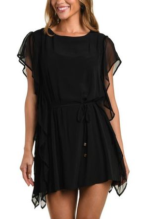 L'agence Glam Covers Alia Chiffon Cover-Up Tunic in Black at Nordstrom, Size X-Small