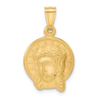 Diamond2Deal 14k Yellow Gold Satin Jesus Medal Pendant
