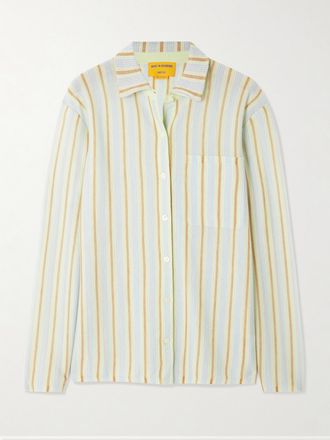 Guest In Residence Camicia In Cashmere A Righe Showtime - Giallo