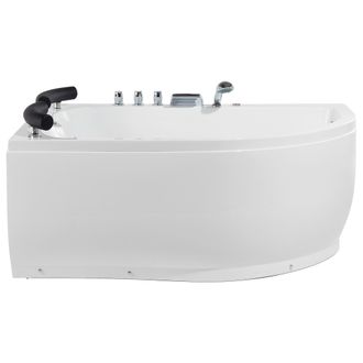Beliani Beliani - Ba&ntilde;era De Hidromasaje De Acr&iacute;lico Sanitario Blanco Con Led Derecha Doble 158 X 113 Cm Dise&ntilde;o Moderno Paradiso