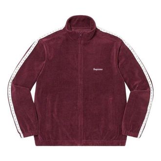 SUPREME Studded Velour Track Jacket Burgundy White SUP-FW22-267